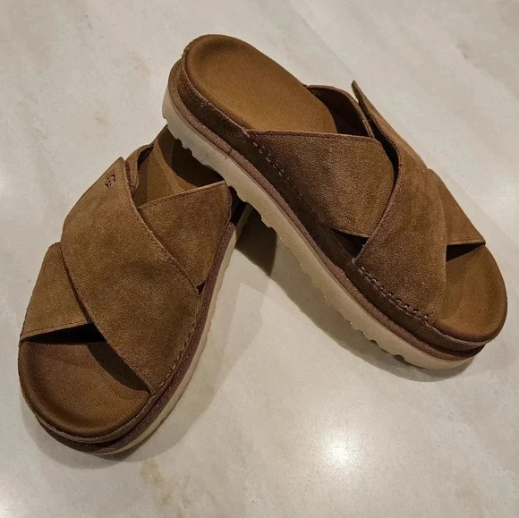 UGG Goldenstar Suede Slides Size 9 Color Beige - Picture 3 of 10